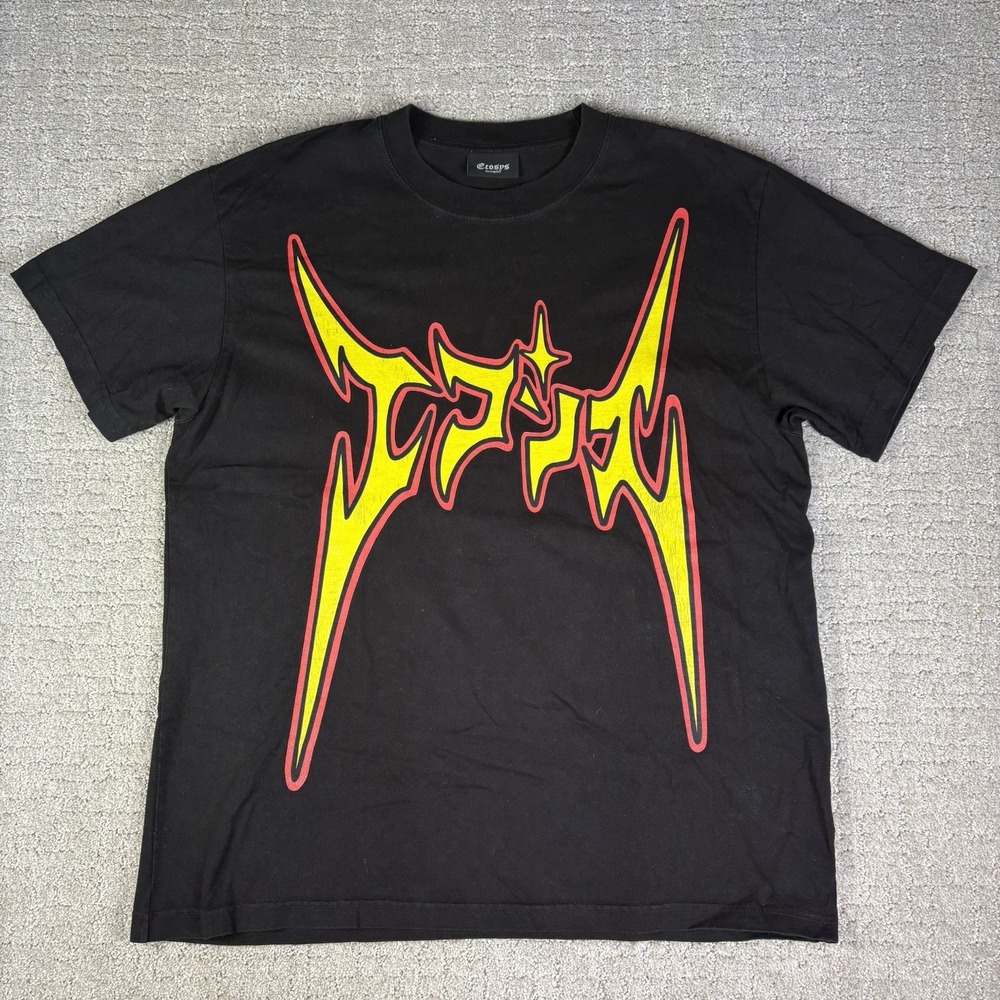 Ecosys LA Flame Logo T Shirt Mens Black Graphic Tee Size XL Pumpkin Horseman